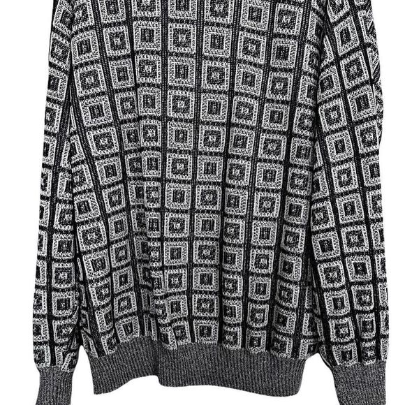 Pronto-Uomo Mens Sz XL Pullover Crewneck Sweater Linen Blend Geometric Print - Picture 2 of 7